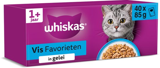 Whiskas - Kattenvoer - Adult 1+ - Vis Selectie in gelei - 40x85g