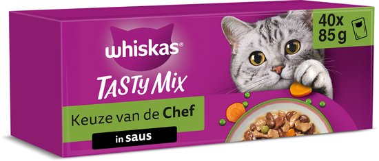 Whiskas - Kattenvoer - Adult 1+ - Tasty Mix Keuze Chef in Saus - 40x85g