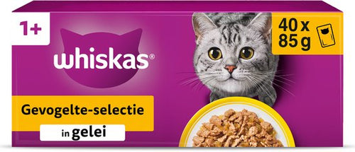 Whiskas - Kattenvoer - Adult 1+ - Gevogelte in gelei - 40x85g