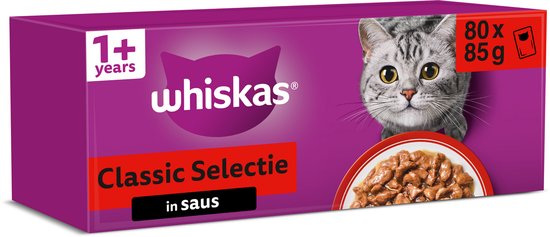 Whiskas - Kattenvoer - Adult 1+ - Classic Selectie in Saus - 80x85g