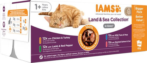 Iams - Delights Land en Zee collectie in Jus - Kat - Natvoer - 48 x 85g