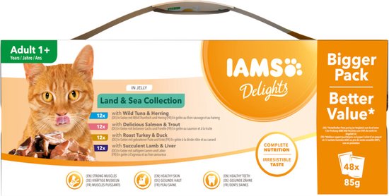 Iams - Delights Land & Sea Collection Jelly - Adult Kat - Natvoer - 48 x 85g