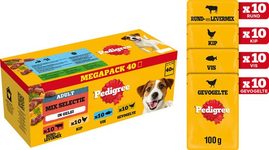 Pedigree - Hondenvoer - Mix Selectie in gelei - Maaltijdzakjes - 40 x 100g
