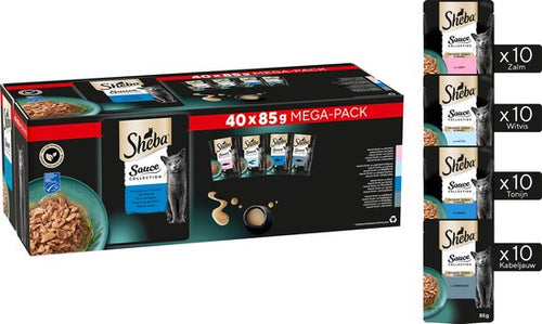 Sheba - Kattenvoer Sauce Collection - Natvoer - Vis Selectie in Saus - 40 x85g Mega Pack