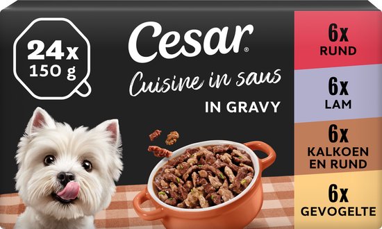 Cesar - Hondenvoer - Cuisine Mix in Saus - Maaltijdkuipjes 24x150g