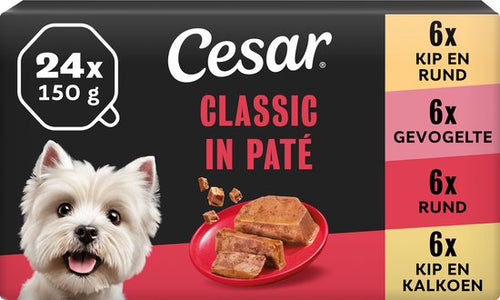 Cesar - Hondenvoer - Classic Mix in Paté - Kuipjes - 24x150g