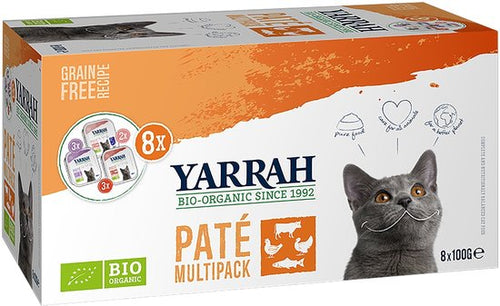 Yarrah - Bio Kattenvoer Multipack Paté Graanvrij Kip - Rund 8 x 100g NL - BIO - 01