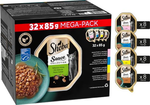 Sheba - Kattenvoer - Sauce Collection - Mix in Saus - Kuipjes 32x85g