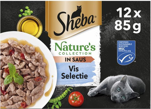 Sheba - Nature's Collection Kattenvoer Natvoer Vis Selectie in Saus Maaltijdzakjes - 12 x 85g