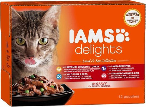 Iams - Delights Land & Sea Collection - Kat - Natvoer - 12 x 85g