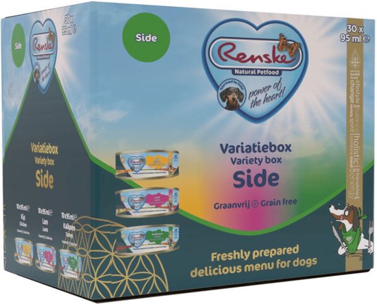 Renske - Variatiebox Graanvrij Kip/Lam/Kalkoen - 30x95g Natvoer Volledig Diervoeder