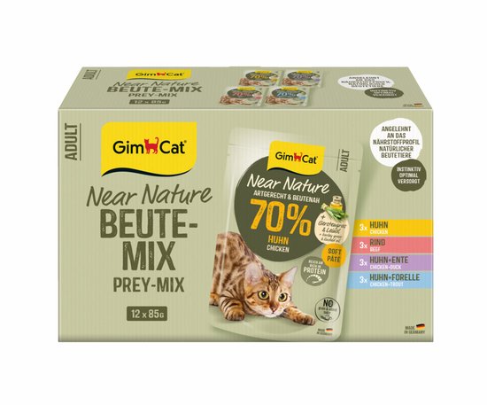 GimCat - Kattenvoer Nat Near Nature mix - 12 x 85g