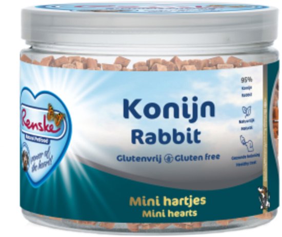 Renske - Graanvrije Mini Hartjes Konijn - 100g, Glutenvrij, Suikervrij