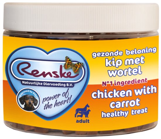 Renske - Gezonde Beloning Mini Hartjes Hondensnack Kip & Wortel - 300g