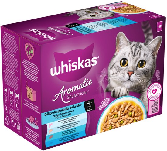 Whiskas - Kattenvoer Nat Aromatic Adult 1+ Zeevruchten Selectie Multipack - 12x85g