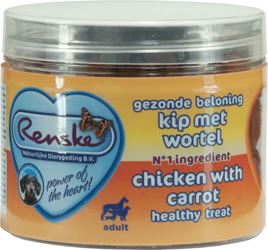 Renske - Gezonde Beloning Hartjes - Kip & Wortel - 100g