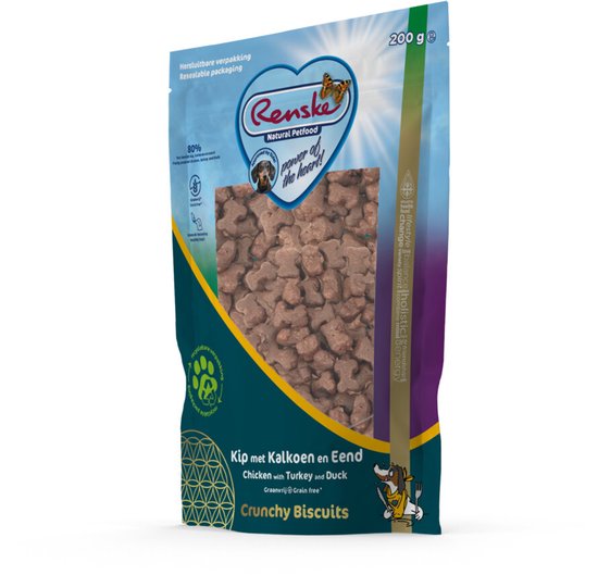Renske - Gezonde Beloning Crunchy Hondensnack Kip & Kalkoen & Eend - 200g