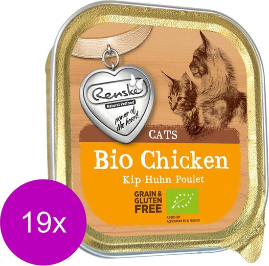 Renske - Kat Bio Alu 85g - 19 x Kip Graanvrij - NL - BIO - 01