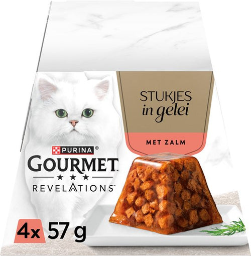 Gourmet - Zalm In Gelei - Zachte Kattenvoeding - 4x57g Mousse met Glanzende Gelei