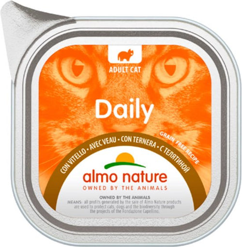 Almo Nature - Daily met kalf - 32 x 100 gram - Complete voeding voor katten - Graanvrij