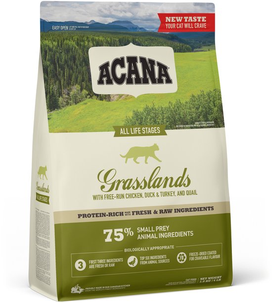 Acana - Cat Grasslands Lam&Eend&Witvis - Kattenvoer - 1.8kg