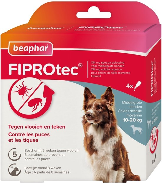 Beaphar - Fiprotec Vlooien - en Tekenmiddel Hond 10 - 20kg - 4 Pipetten