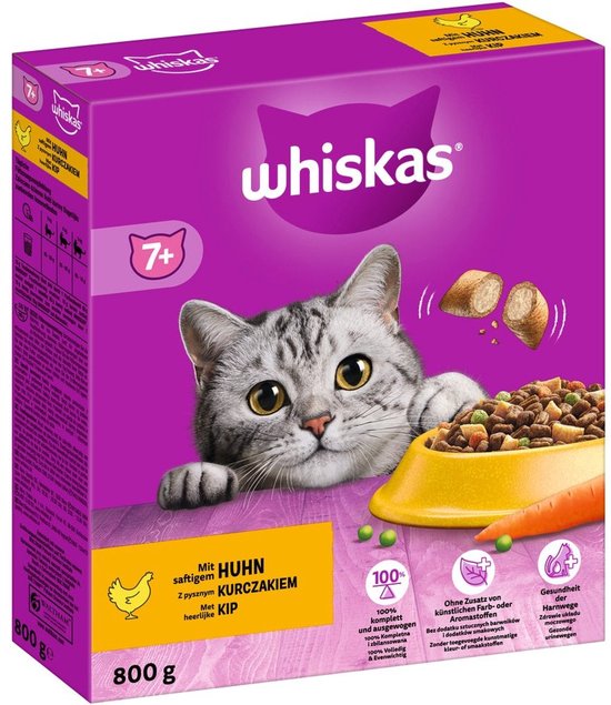 Whiskas - Brokjes Senior - Kattenvoer - Kip 800g