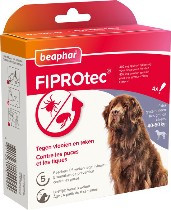 Beaphar - Fiprotec Dog 3+1 pip - Anti vlooien en tekenmiddel - 40 - 60kg