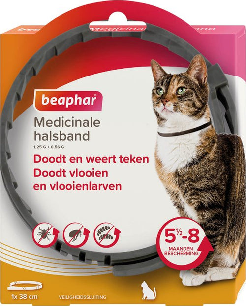 Beaphar - Medicinale Halsband Kat - tot 8 maanden tegen vlooien en teken
