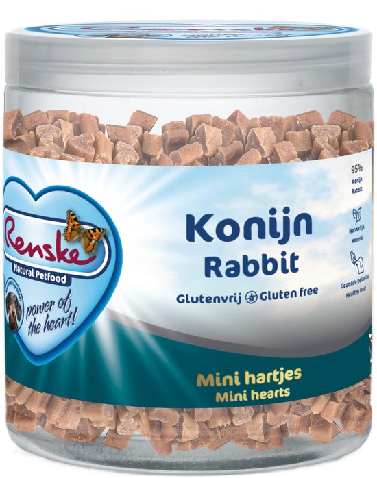 Renske - Gezonde Beloning Mini Hartjes - Verwensnacks - Konijn 300g