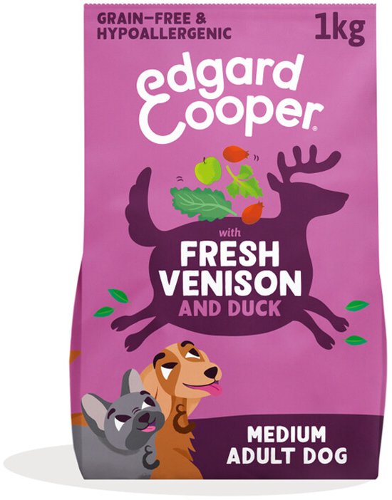 Edgard & Cooper - Edgard&Cooper Medium Adult Dog - Hondenvoer - Hert Eend 1kg