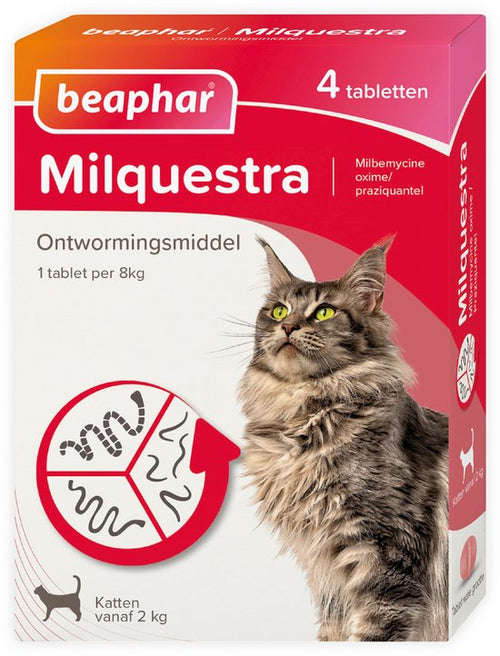 Beaphar - Milquestra Kat Rund - Anti wormenmiddel - 4 tab 2 Tot 12kg