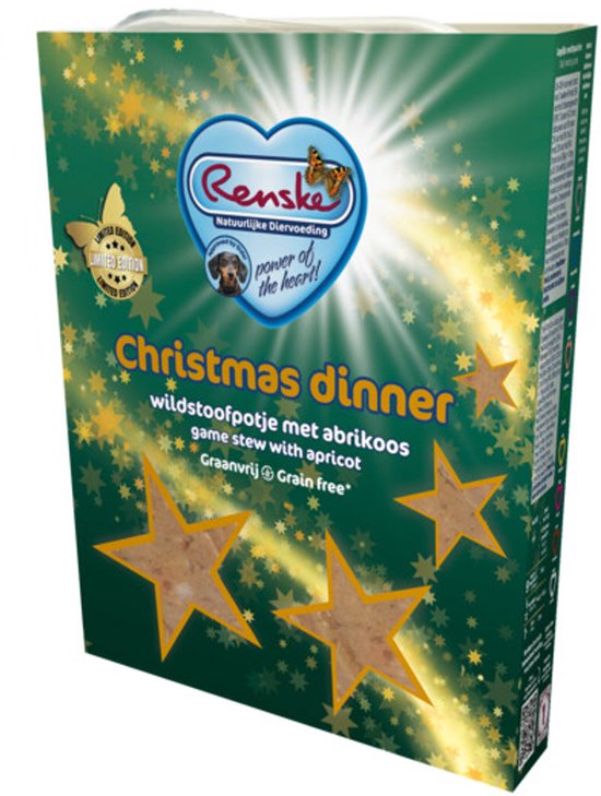 Renske - Hondenvoer Vers Gestoomd Complete Menu Kerstdiner Eend & Hert - 395g