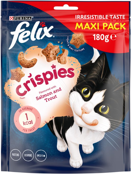 Felix - Kattensnack Crispies Zalm - Forel Maxipack - 180g