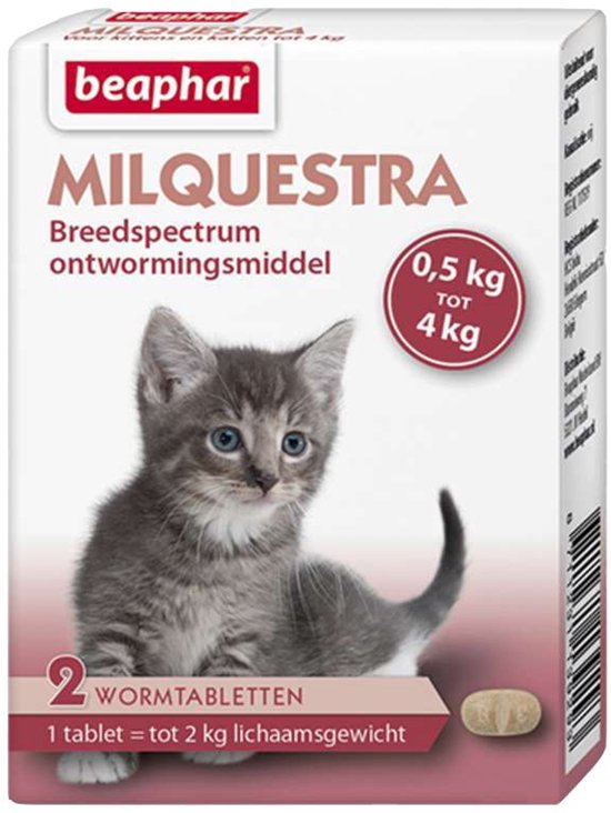 Beaphar - Milquestra Kleine kat/kitten - 0,5 tot 4kg - 2 tabletten