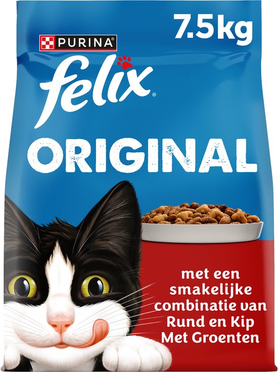 Felix - Original - Kattenvoer droogvoer - Rund, Kip & Kalkoen - 7,5kg