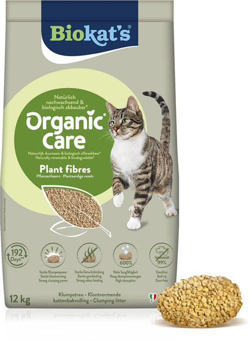 Biokat's - Organic Care Plant fibres - 12kg - Kattenbakvulling - Klontvormend - Zonder geur