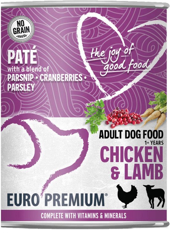 Euro - Premium - Paté Adult Hondenvoer Nat Chicken & Lamb - 400g