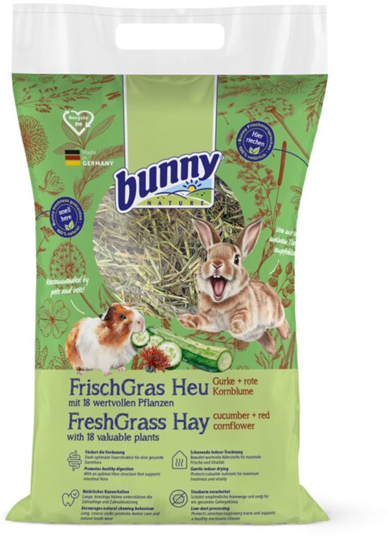 Bunny - Hooi Komkommer Bunny Nature - Natuurlijke Voeding met Rode Korenbloem - 500 Gram