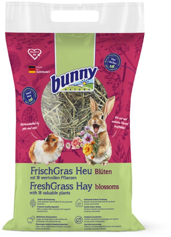 Bunny - Nature Knaagdiervoer Vers Gras Hooi Bloesem - 500g