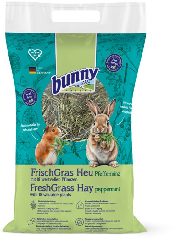 Bunny - Hooi Pepermunt 500g - Bunny Nature - Vezelrijk, Natuurlijke Voeding voor Knaagdieren