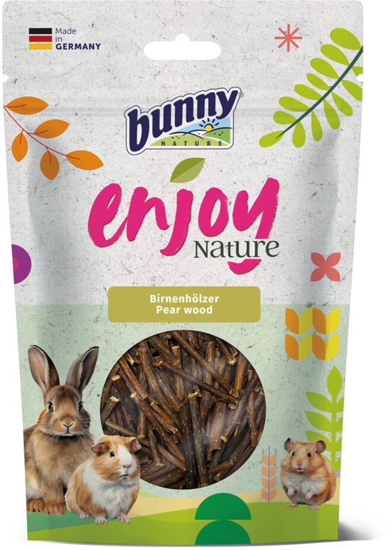 Bunny - Knaagdier Knabbelhout Bunny Nature - Perenhout 100g - Natuurlijke Snack, Gebitsverzorging