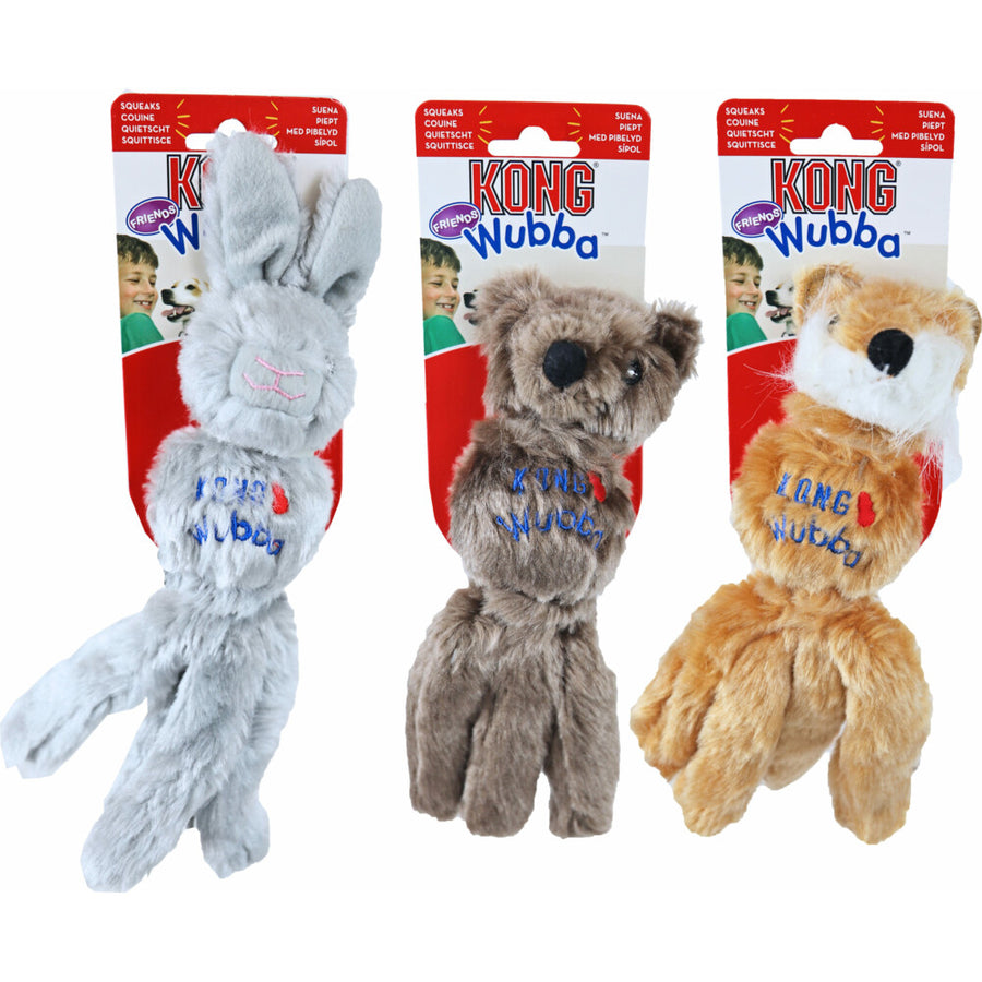KONG - Wubba – Hondenspeelgoed met geluid – Assorti geleverd – S – 24.1cm