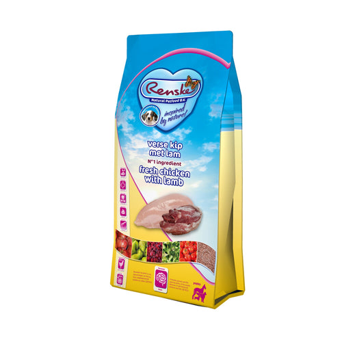 Renske - Puppyvoer - Kip Lam - Compleet Hondenvoer 6.5kg, Natuurlijk, Premium