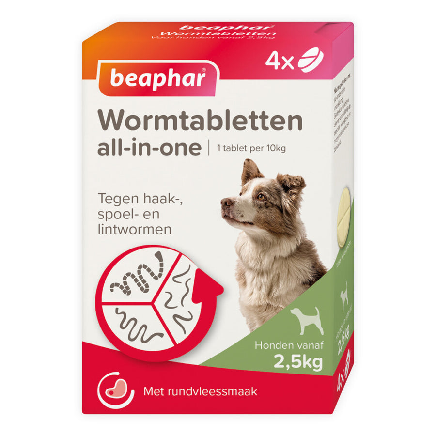 Beaphar - All In One Ontwormingsmiddel - Hond 2.5 - 40kg - 4 Tabletten