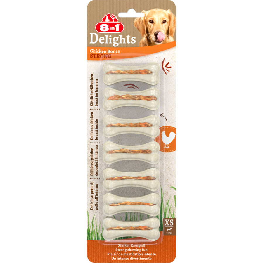 8in1 - Delights Strong - Kip - Hondensnacks - XS
