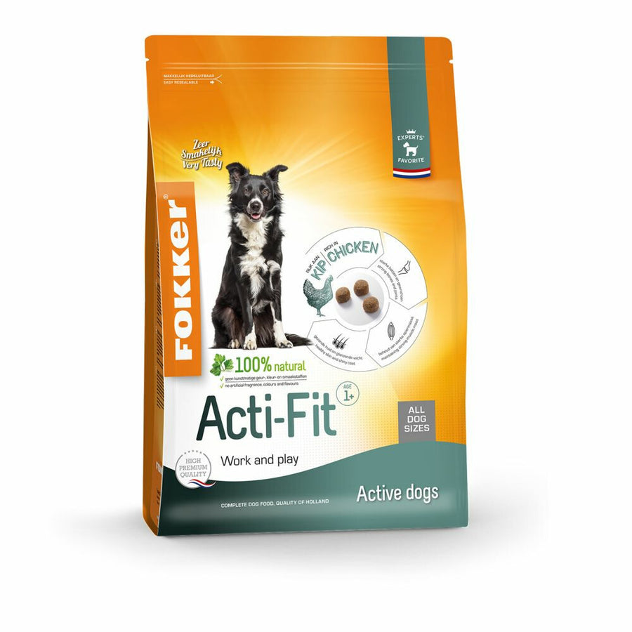 Fokker - Hondenvoer Fokker Acti - Fit - Premium Droogvoeding met Kip en Zalmolie - 13kg voor Actieve Honden