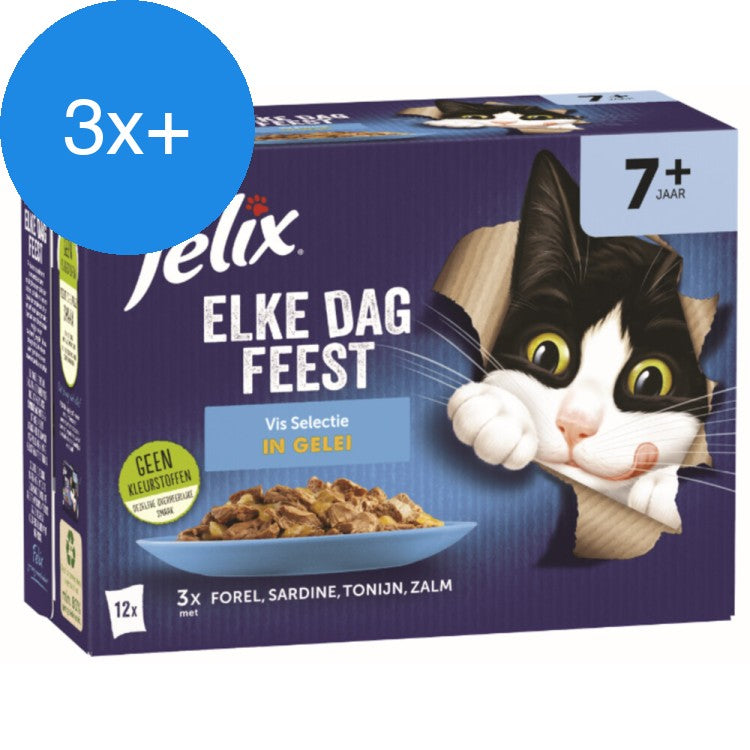 Felix - Elke Dag Feest Vis Selectie in Gelei 7+ Jaar - 12x85g - Voordeelbundel