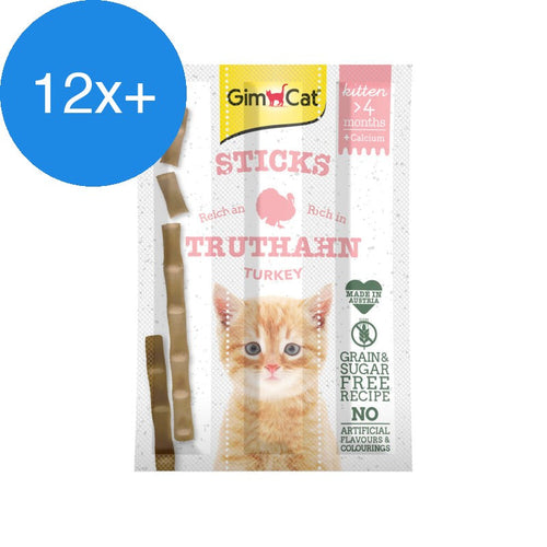 GimCat - 3 Sticks Kitten - Kalkoen - 1ST - Voordeelbundel