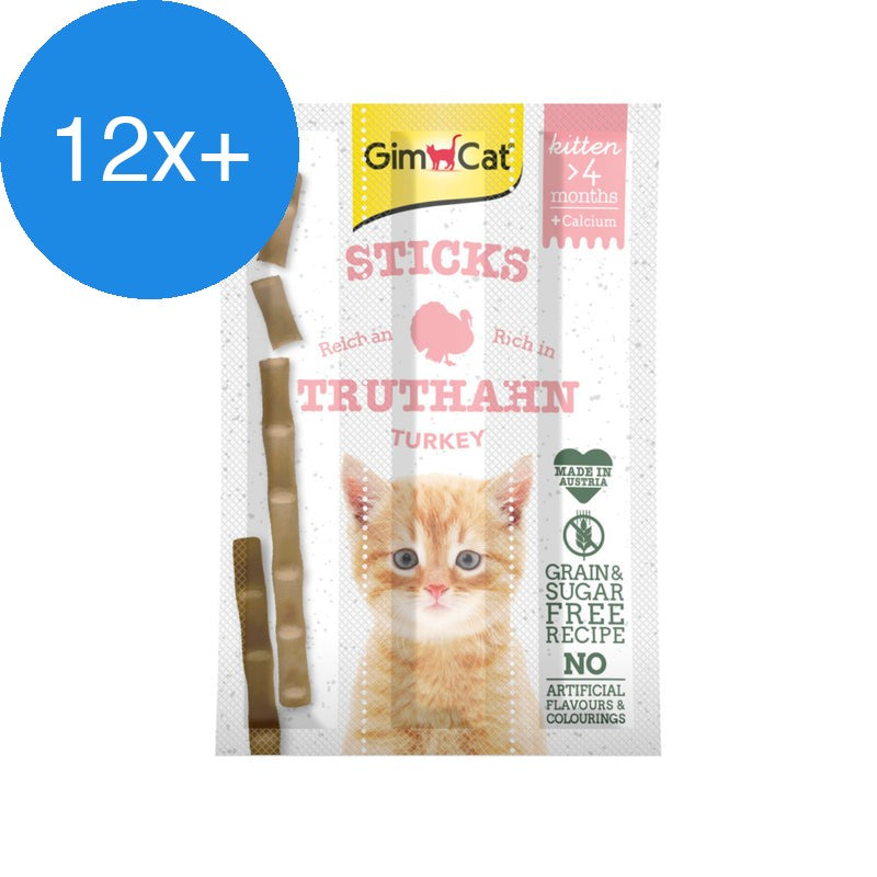 GimCat - 3 Sticks Kitten - Kalkoen - 1ST - Voordeelbundel